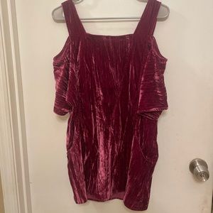 Peep Shoulder Velvet Dress - XS